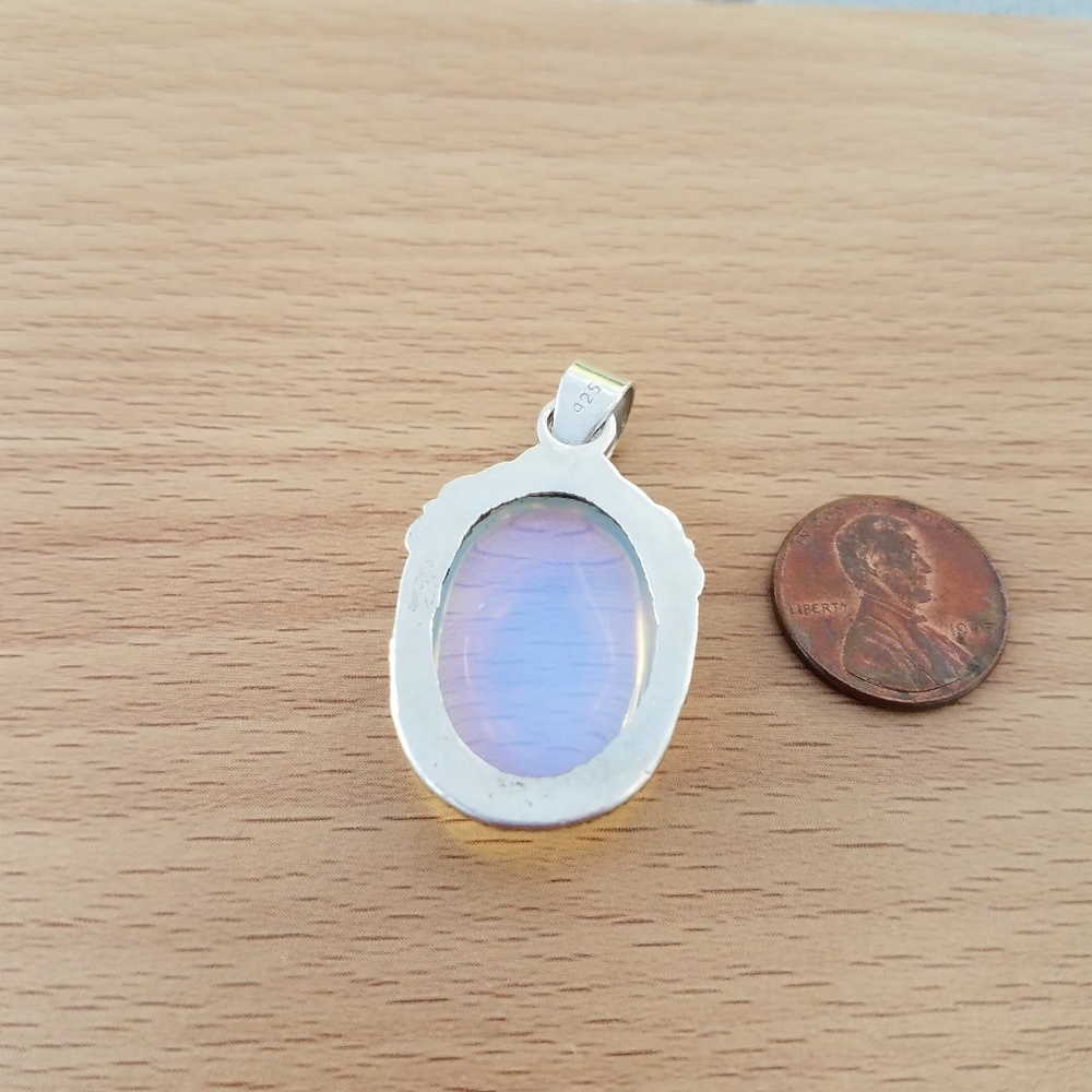 **SOLD** 925 Sterling Silver Large Opalite Pendant - Picture 4 of 6